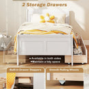 Twin Size Sleigh Bed with 2 Storage Drawers Wood Platform Bed Frame by LJGDeals