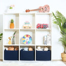 MINTWOOD Design 3-Pack Decorative Woven Storage Baskets for Shelves, Cube Bin Box for Organizing Books, Shoes, Dog Toys, Pantry Closet and Living Room Organizer, Navy Blue by TinyTreasures Baby Boutique