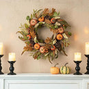 Glitzhome 24''D Fall Pumpkin Leaf Floral Wreath Decor, Artificial Harvest Door Wreath for Autumn or Thanksgiving Decoration by CozyNest Decor