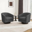 Swivel Barrel Accent Chair, Modern Round Corduroy Fabric Arm Chair for Living Room, Bedroom, Comfy Club Reading Chairs for Adults (Corduroy Grey, Set of 2) by CozyNest Decor