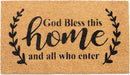 Welcome Doormats, Natural Coco Coir Mats with Non-Slip PVC Backing, Indoor Outdoor Mats for Home & Office, Mats for Door with God Bless This Home Print, Beige & Black, 30"x17" by CozyNest Decor