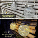 Solar Lantern Crackle Glass Ball, 2 Pack Garden Hanging Solar Lights Outdoor Waterproof Lanterns with 30 Warm White LED for Outdoor Decor Patio Yard Lawn Pathway by GreenHaven Gardens