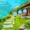 Garden Solar Lights, Decorative LED Honeycomb Glass Ball Garden Stake, Glass and Metal Outdoor Decoration, 4 x 31 Inch (Light Blue) by CozyNest Decor