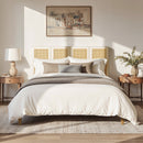 Toscana Queen Upholstered Cane Back Platform Bed