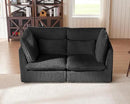 Oversized Modular Sofa, Extra Deep Cloud Corduroy Sectional Couch with Ottoman Chaise, Fluffy Corduroy 2 Seater Sofa Bed for Living Room, Villa (Loveseat Sofa, Corduroy Black) by CozyNest Decor