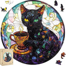 Reouinty Wooden Puzzle for Adults, Black Cat Wooden Jigsaw Puzzles(11.2 * 11.2in-200pcs), Unique Animal Shape Wood Cut Puzzles Best Gift for Adults and Kids Family Game by TinyTreasures Baby Boutique