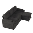 Convertible L Shaped Sofa Couch With Storage, Cup Holders, USB Ports by HouseOfZazla