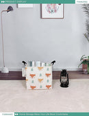 FANKANG Square Nursery Hamper Storage Bins Canvas Laundry Basket Foldable with Waterproof PE Coating Storage Baskets Gift Baskets for Children, Office, Bedroom, Clothes（Square-Fox） by TinyTreasures Baby Boutique