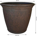 Sunnydaze 24-Inch Anjelica Large Plastic Pot for Plants - Outdoor Polyresin Round Planter with Drillable Drainage Holes - Rust - 2pk by CozyNest Decor