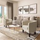 BELLEZE Accent Barrel Chair, Set of 2 Faux Leather Round Club Tub Sofa Corner Chair with Flared Legs and Cozy Soft Padding for Living Room Bedroom Waiting Room - Beige by CozyNest Decor