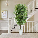 Artificial Ficus Tree 6FT Faux Plants Indoor Tall Fake Plants with White Planter, Green Lifelike Lush Fake Ficus Tree for Home Living Room Bedroom Outdoor Balcony House Office Decor by CozyNest Decor