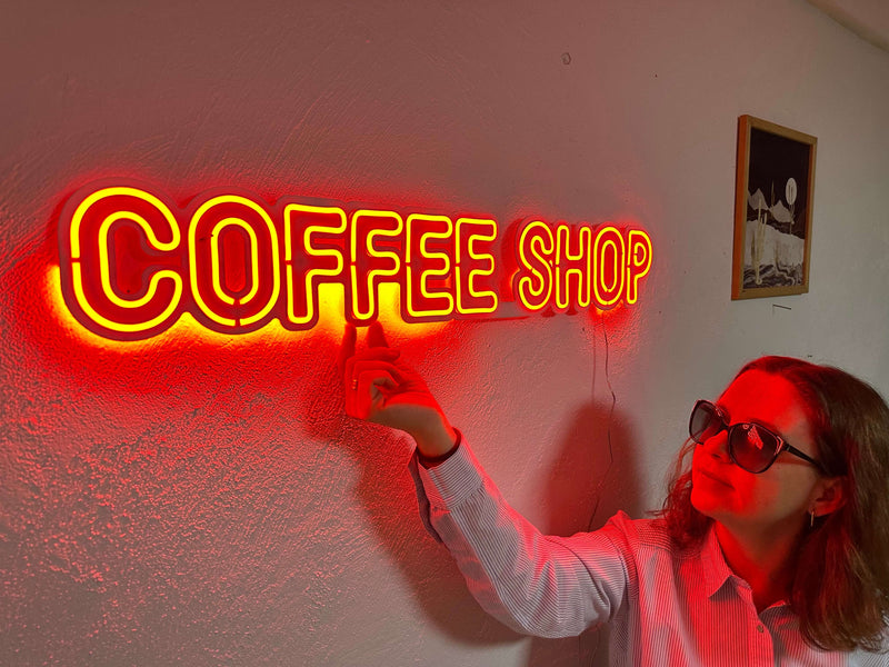 Coffee Shop Neon Metal Sign
