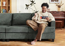 Nolany Corduroy Sectional Couch with Storage Ottoman, Sleeper Sectional Sofa with Chaise, Modular Sectional Couches for Living Room, Green by CozyNest Decor