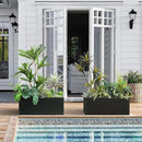 Metallic Heavy Long and Large Outdoor/Indoor Planter, Rectangular Trough Planter Box, 38”Lx15”Wx15”H, 40Pounds, Black with Hand Brushed Gold Edge, No Assemble and Seamless by GreenHaven Gardens
