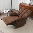 Rocker Recliner Chair, Overstuffed Manual Rocking Recliner for Adults, Upholstered Comfy Soft Fabric Living Room Reclining Sofa Chair (Brown Fabric) by CozyNest Decor