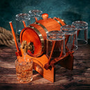 Barrel Decanter With 6 Whiskey Glasses By 1000 Ml Mahogany Wood Old Fashioned Classi by The Wine Savant