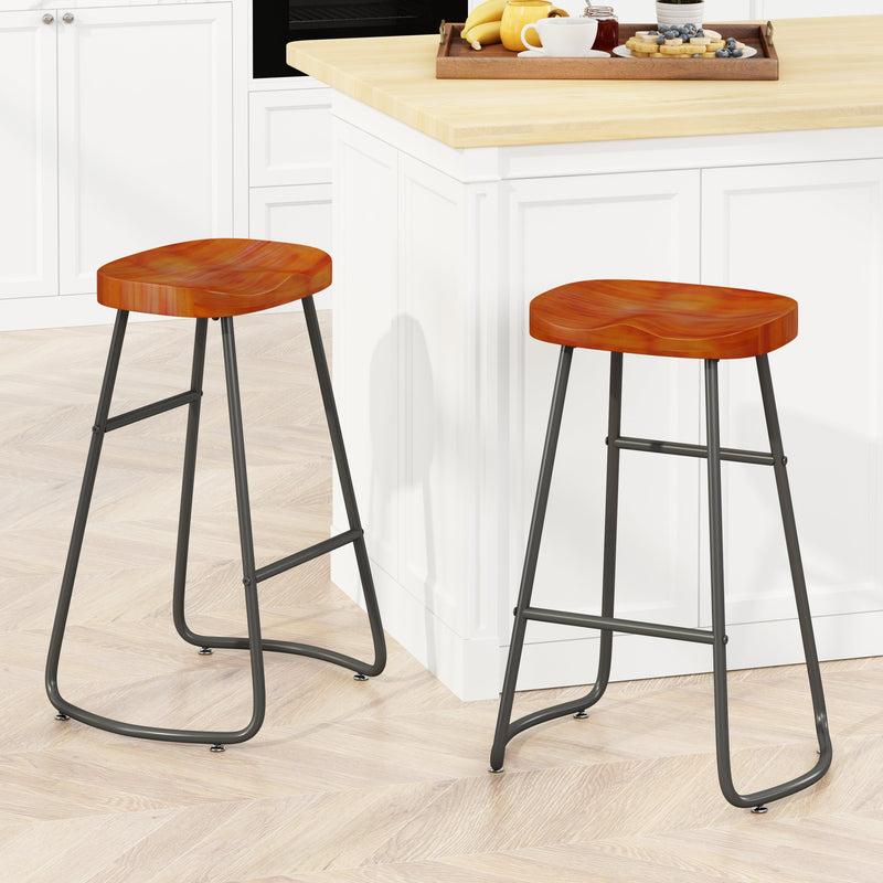 29.52" Stylish and Minimalist Bar Stools, Two-piece Counter Height Bar Stools, for Kitchen Island, Coffee Shop, Bar, Home Balcony, Dark Brown