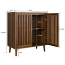 Grille Striped Sideboard Buffet Cabinet With Storage