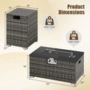 2-Piece Outdoor Rattan Fire Table Set 32 Inch Rectangle Gas Firepit with Tank Cover by LJGDeals