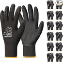 toolant Crinkle Latex Work Gloves Bulk, Rubber Coated Safety Work Gloves for Men and Women, 12 Pairs for Construction, Gardening, Warehouse (Black, Large) by GreenHaven Gardens