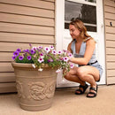 Sunnydaze 19.5-Inch Arabella Large Plant Pot - Polyresin Round Outdoor Planter with Drillable Drainage Holes - 4 Pack - Beige by CozyNest Decor