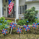 Hausse 10 Pack Reflective Pinwheels Patriotic Decorations, American Flag on Stick Wind Spinner with Stake for Independence Day, Memorial Day July of 4th Party Supplies, Scare Birds Repellent Devices by CozyNest Decor