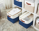 DECOMOMO Storage Bins Fabric Storage Baskets for Shelves, Linen Closet Organization Toys Nursery (Navy Blue and White, Large - 3 Pack) by CozyNest Decor
