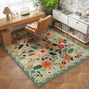 Bedroom Rug 3x5 Rug Washable Area Rug Non Slip Low Pile Boho Floral Small Carpet for Bedroom, Bedside, Kitchen, Entryway, Kids Room, Office, College Dorm Essentials for Girls(Green) by CozyNest Decor