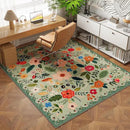 Area Rug 4x6 Rug Washable Boho Rugs Non Slip Low Pile Floral Small Carpet for Bedroom, Bedside, Kids Room, Office, Dining Room(Green) by CozyNest Decor