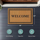Barnyard Designs Natural Coco Coir Heavy Duty Backing Doormat - Large Cute Non-Slip Front Door Welcome Mat for Outside Entrance or Porch Entry, Brown (30x48, Welcome) by CozyNest Decor