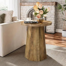 Tribesigns Round Pedestal End Table, Farmhouse Couch Side Table with Octagonal Base, Nightstand Accent Wooden Drink Stand (2, Rustic Brown) by CozyNest Decor