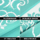 Pauwer Waterproof Outdoor Rug 8x10, Reversible Plastic Straw Patio Camping Rug, Indoor Outdoor RV Mat Carpet for Deck, Camper, Porch, Balcony, Backyard, Picnic, Floral Light Blue by GreenHaven Gardens