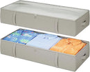 2-Pack Under Bed Storage Containers, 8 Inches Tall Underbed Clothes Storage Organizer Bin with Sturdy Sidewalls/Bottom, Under the Bed Storage Bags 2 Storage Bins, Light Grey by CozyNest Decor