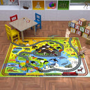 KC Cubs 5x7 Animal Safari Toy Car Road Rug – Educational Play Mat Carpet for Kids, Toddlers, Nursery, Classroom, Playroom, Baby Daycare, Boys & Girls by TinyTreasures Baby Boutique