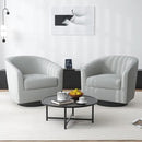 Swivel Barrel Accent Chair, Modern Round Chenille Fabric Arm Chair for Living Room, Bedroom, Comfy Club Reading Chairs for Adults（Chenille Fabric, Light Grey, Set of 2 by CozyNest Decor