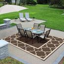 GENIMO 9' x 12' Outdoor Rug Waterproof for Patio Decor, Foldable Reversible Plastic Straw Area Rugs Mat for Camper, Outside Carpet for Rv, Deck, Porch, Picnic, Beach, Balcony, Coffee & Beige by CozyNest Decor
