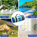 HX&OD Outdoor Picnic Blanket Extra Large, 80''*60'' Waterproof Picnic Mat with Stakes Foldable Camping Blanket Portable with Carry Strap for Beach Mat (Green& White, 80''*60'') by TinyTreasures Baby Boutique