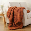Battilo Chunky Knit Throw Blanket, Soft and Thick Chenille Throw Blanket, 50"x60" Handmade Cable Knit Crochet Blanket, Large Rope Knot Throw Blankets for Couch Sofa Bed Home Decor, Caramel by CozyNest Decor