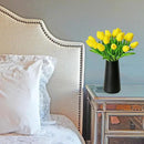 Mandy's Artificial Tulips 20 Stems Yellow PU Faux Flowers for Wedding Home Decor 13.5 Inch by CozyNest Decor
