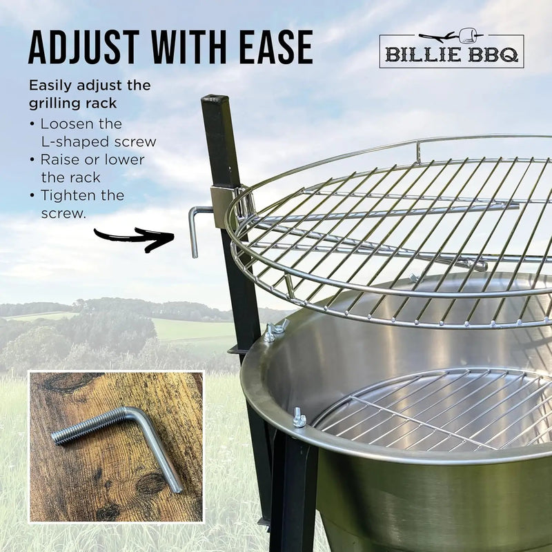 18-Inch Portable Campfire Pit & Grill - Stainless Steel Fire Pit with Raised Edge Grilling Rack, photo 5 of 6
