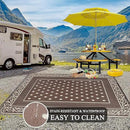 Pauwer Waterproof Outdoor Rug 10x14, Reversible Plastic Straw Patio Camping Rug, Indoor Outdoor RV Mat Carpet for Deck, Camper, Porch, Balcony, Backyard, Picnic, Bordered Brown by GreenHaven Gardens