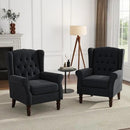 UIXE High Back Accent Chairs Set of 2, Upholstered Armchair in Fabric, Retro Wingback Arm Chair for Living Room, Comfy Single Sofa Bedroom Reading Seat with Solid Wood Legs - Black Blue by CozyNest Decor