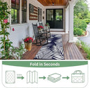 GENIMO Outdoor Rug 2.5' x 8' Waterproof for Patios Clearance, Reversible Outdoor Plastic Straw Camping Rug Carpet, Large Area Rugs Mats for RV, Camper, Deck, Balcony, Porch, Beach, Navy Blue&White by CozyNest Decor