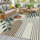 Indoor Outdoor Area Rug, Mid Century Sun Outdoor Patio Rug,Washable Abstract Art Leaves Eucalyptus Runway Rugs Non-Slip Carpet for Camping, Bedroom, Deck(8x10) by CozyNest Decor
