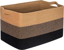 MINTWOOD Design 22in Extra Large Blanket Basket Holder for Living Room, Rectangle Rope Woven Storage Bin with Handles for Laundry, Pool Towels, and Shoes, Dog Toy Box Organizer, Black Jute by GreenHaven Gardens