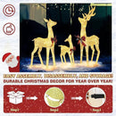 4.5FT Lighted Reindeer Family Set for Christmas Decoration, 3 Pieces Pre-Lit Iridescent Deer with 200 LED Lights, 3D Glittered Standing Holiday Display for Outdoor, Indoor, Golden by CozyNest Decor