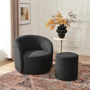 KINWELL 34" W Mid Century Modern Swivel Barrel Chair, Round Upholstered Boucle Swivel Accent Chairs, No Assembly Sofa Chair for Living Room Bedroom Reading Apartment Lounge Nursery(Black) by CozyNest Decor