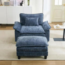 URRED Modular Sectional Sofa Comfy Cloud Couch, Modern Chenille Sofa Sleeper Deep Seat Couches with Ottoman/Pillows for Living Room (Blue, 53''- Ottoman) by CozyNest Decor