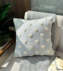 VAGMINE Hand Embroidered French Knotted Hearts Pillow Cover - 18x18 Inches Square - 100% Cotton Robins Egg Decorative Cushion Cover - Romantic Gift for Couples - Valentine’s Bedroom Decor by CozyNest Decor