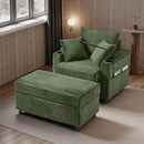 Accent Chair with Storage Ottoman Upholstered Living Room Chairs for Reading Chair with Chaise Lounge Chairs Indoor, Comfortable Armchair for Bedroom by CozyNest Decor